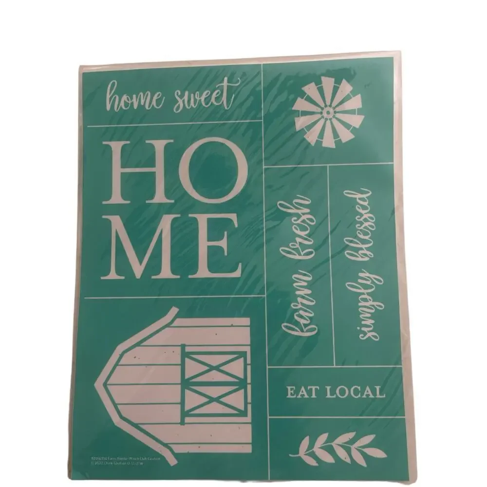 NWT Farm Words  Chalk‎ Couture 8.5 x 11  Reusable Transfer